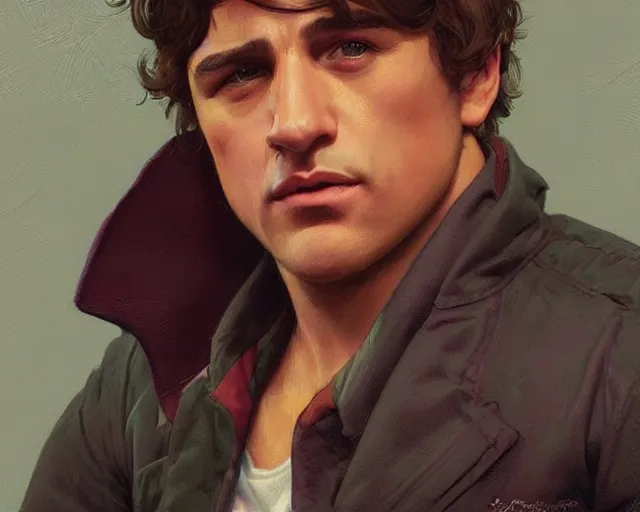 Image similar to portrait of a young robert de niro young in th 8 0's, intricate, highly detailed, digital painting, artstation, concept art, sharp focus, illustration, art by artgerm and greg rutkowski and alphonse mucha