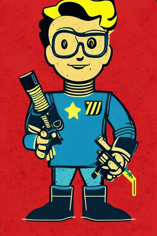 Image similar to fallout 7 6 retro futurist illustration art by butcher billy, sticker, colorful, illustration, highly detailed, simple, smooth and clean vector curves, no jagged lines, vector art, smooth andy warhol style