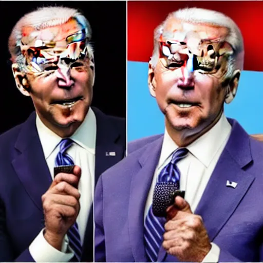 Image similar to joe biden accidentally uses a burger as a phone call