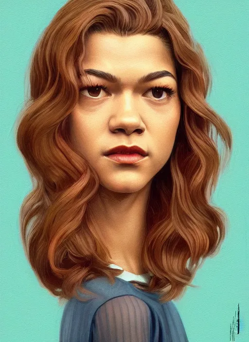 Image similar to twin peaks movie poster art, portrait of zendaya, from scene from twin peaks, clean, simple illustration, nostalgic, domestic, highly detailed, digital painting, artstation, concept art, smooth, sharp focus, illustration, artgerm, donato giancola, joseph christian leyendecker, wlop