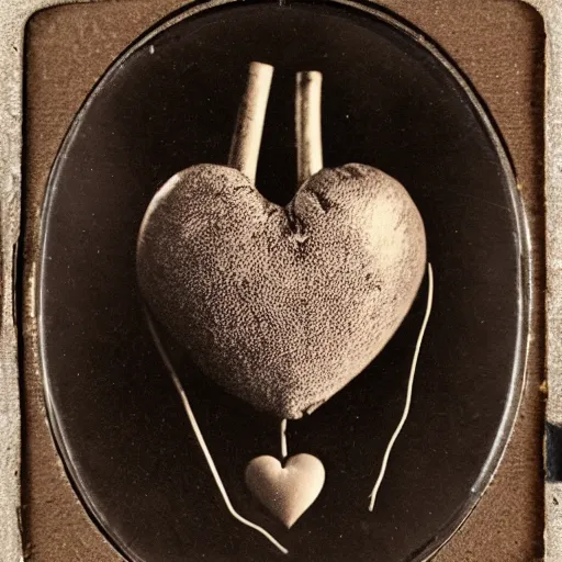 Image similar to tintype photo of a human heart