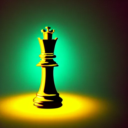 Image similar to vintage instamatic photo of a queen chess piece made of light, bio mechanical, Puddles, Isometric 3D, centered, smooth 3D Illustration, Cinematic Matte Painting, volumetric lighting ,