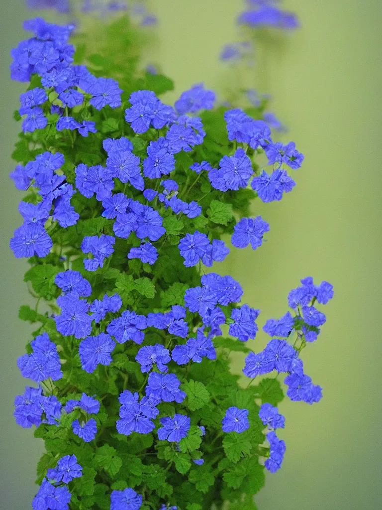 Image similar to well the telephone was ringing in a corridor of blue, a geranium came out of it reminded me of you