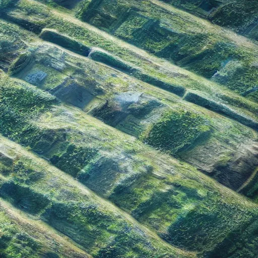 Prompt: an ariel photo of a landscape full of rolling hills made of graves hong kong cemetery photorealism