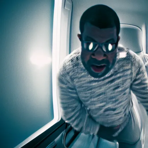 Prompt: jordan peele being taken by an alien, photography, 8 k,