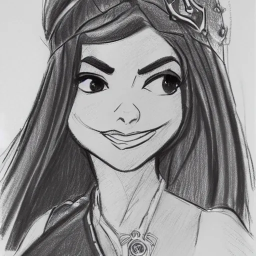 Image similar to milt kahl sketch of victoria justice as princess padme from star wars