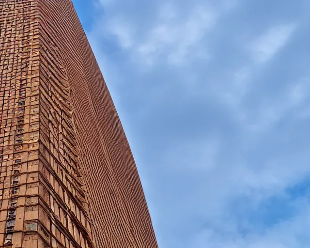 Prompt: a tall building with a brown roof next to a road, a matte painting by zlatyu boyadzhiev, unsplash, new objectivity, hdr, photo taken with provia, photo taken with ektachrome