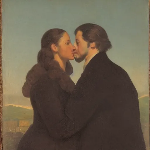 Prompt: portrait of a man in profile, woman
