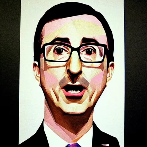 Prompt: john oliver!! portrait, in the style of origami