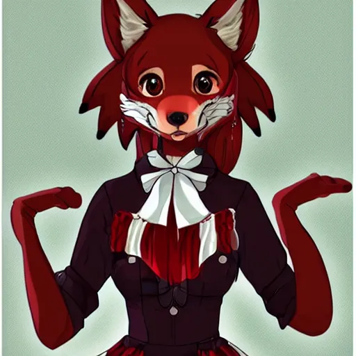 Prompt: a transhuman fox fursona wearing a maid outfit, highly detailed, by kawacy, trending on artstation, furry art