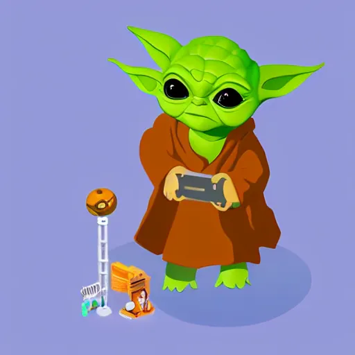 Image similar to cute isometric baby yoda