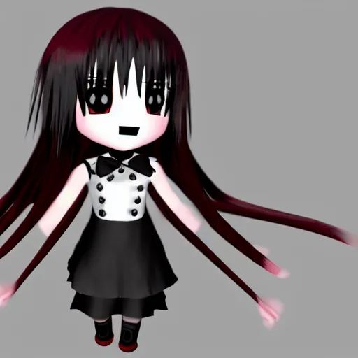 Prompt: anime nendodroid of a chibi girl gothiclolita style, 3 d render