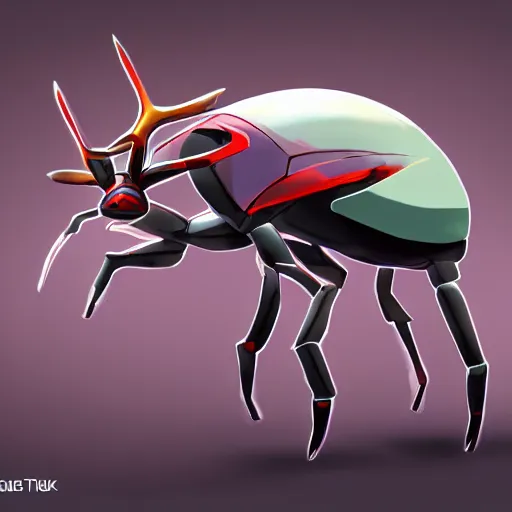 Prompt: A pokemon looks like a stag beetle,Trending on art station. Unreal engine.