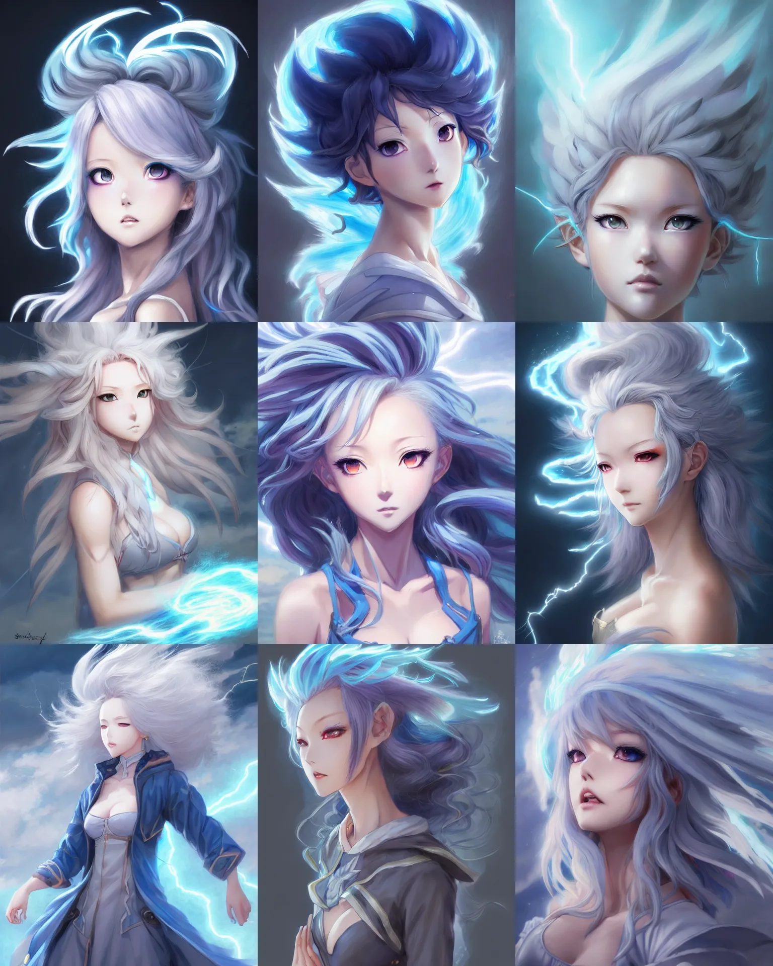 Prompt: character concept art of an anime thunderstormy cloud goddess of lightning | | cute - fine - face, pretty face, realistic shaded perfect face, fine details, seoul, south korea, by stanley artgerm lau, wlop, rossdraws, james jean, andrei riabovitchev, marc simonetti, and sakimichan,, trending on artstation