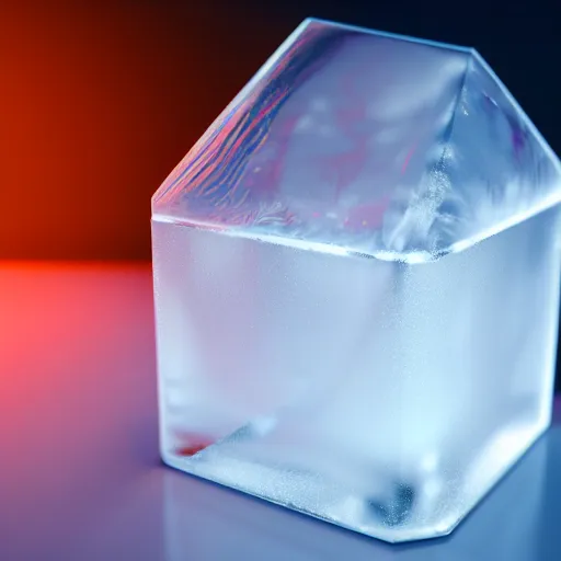 Image similar to Macro Shot of a big Clear Ice block with light reflecting and bouncing inside, hyperrealistic rendering, subsurface scattering, raytracing, pathtracing, illumination, magical lighting