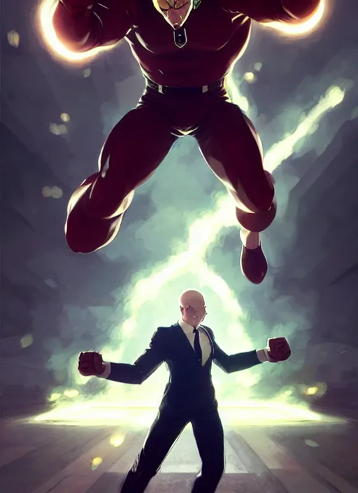 Image similar to gigachad luigi fighting like one punch man in a suit, fantasy character portrait, ultra realistic, full body concept art, intricate details, highly detailed by greg rutkowski, ilya kuvshinov, gaston bussiere, craig mullins, simon bisley