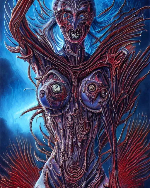 Image similar to charred bloody fleshmetal cyborg daemonhost woman psychedelic flamer of tzeentch, by antonio j. manzanedo, alex grey, android jones, wayne barlowe, philippe druillet, raymond swanland, cyril rolando, josephine wall, harumi hironaka, cronenburg, trending on artstation