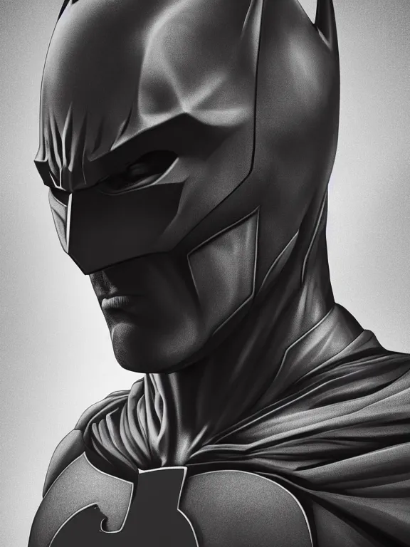 Image similar to portrait, ryan renolds as batman, maskless, hyperrealism, moody lighting, intricate, 8 k