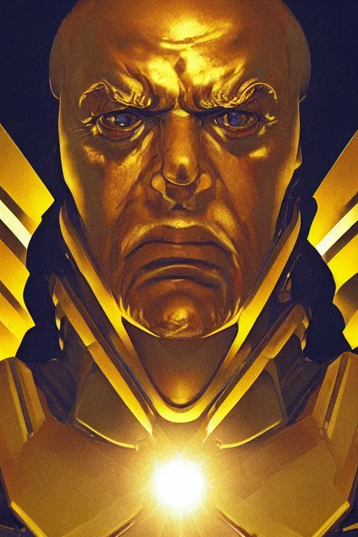 Prompt: Close-up portrait of an angry dictator robot, dramatic backlighting, golden hour, autochrome, high contrast, highly detailed, sharp focus, focused macro photography, digital painting, concept art, illustration, cyberpunk, solarpunk, trending on artstation, art by greg rutkowski and greg hildebrandt, composition by Alphonse mucha