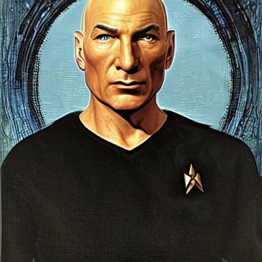 Prompt: captain jean luc picard by h. r. giger