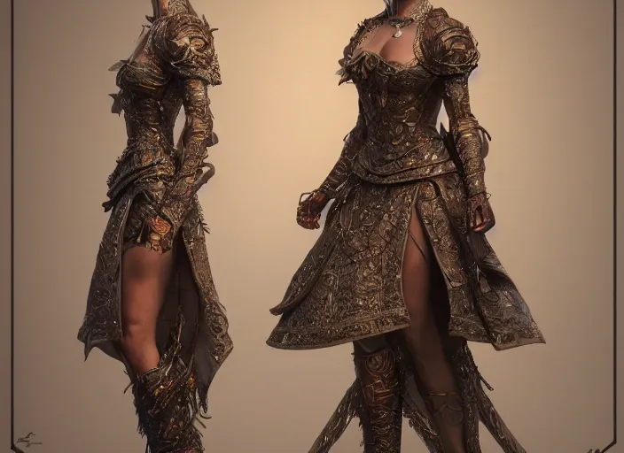 Prompt: detailed full body concept art of a beautiful lady in intricate clothing, cinematic lighting, hyperdetailed, 8k, high resolution, insanely detailed and intricate, octane render