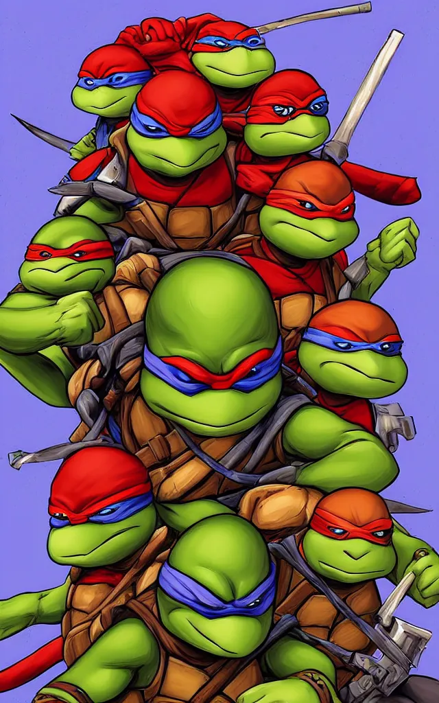Image similar to Teenage mutant ninja turtle digital painting by brom