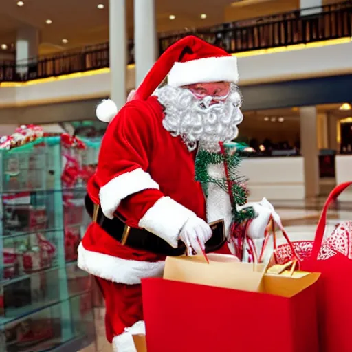 Image similar to Santa shopping in a mall