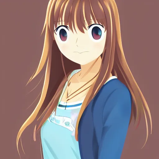 Image similar to a portrait of high school girl in the style of kyoto animation, Illustrator, in simple background, trending on pixiv