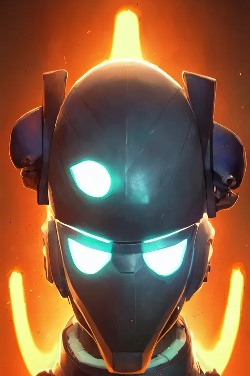 Image similar to epic mask helmet robot ninja portrait stylized as fornite style game design fanart by concept artist gervasio canda, behance hd by jesper ejsing, by rhads, makoto shinkai and lois van baarle, ilya kuvshinov, rossdraws global illumination radiating a glowing aura global illumination ray tracing hdr render in unreal engine 5