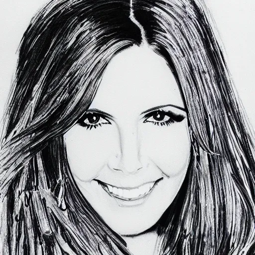 Prompt: portrait of Olivia Newton John ink drawing detailed