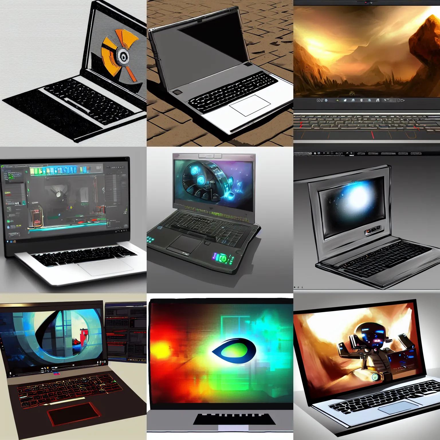 Prompt: computer laptop, concept art, artstation, bechance