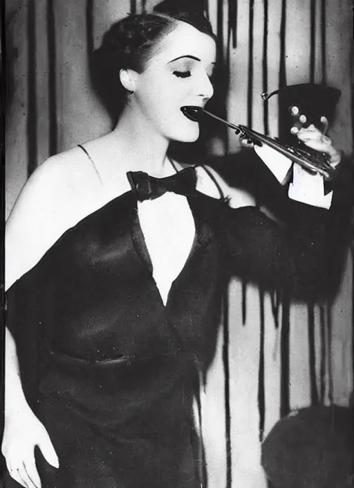 Image similar to a photograph of a jazz singer at a speakeasy, 1 9 2 0 s