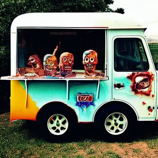 Prompt: “ice cream truck chased by zombies”