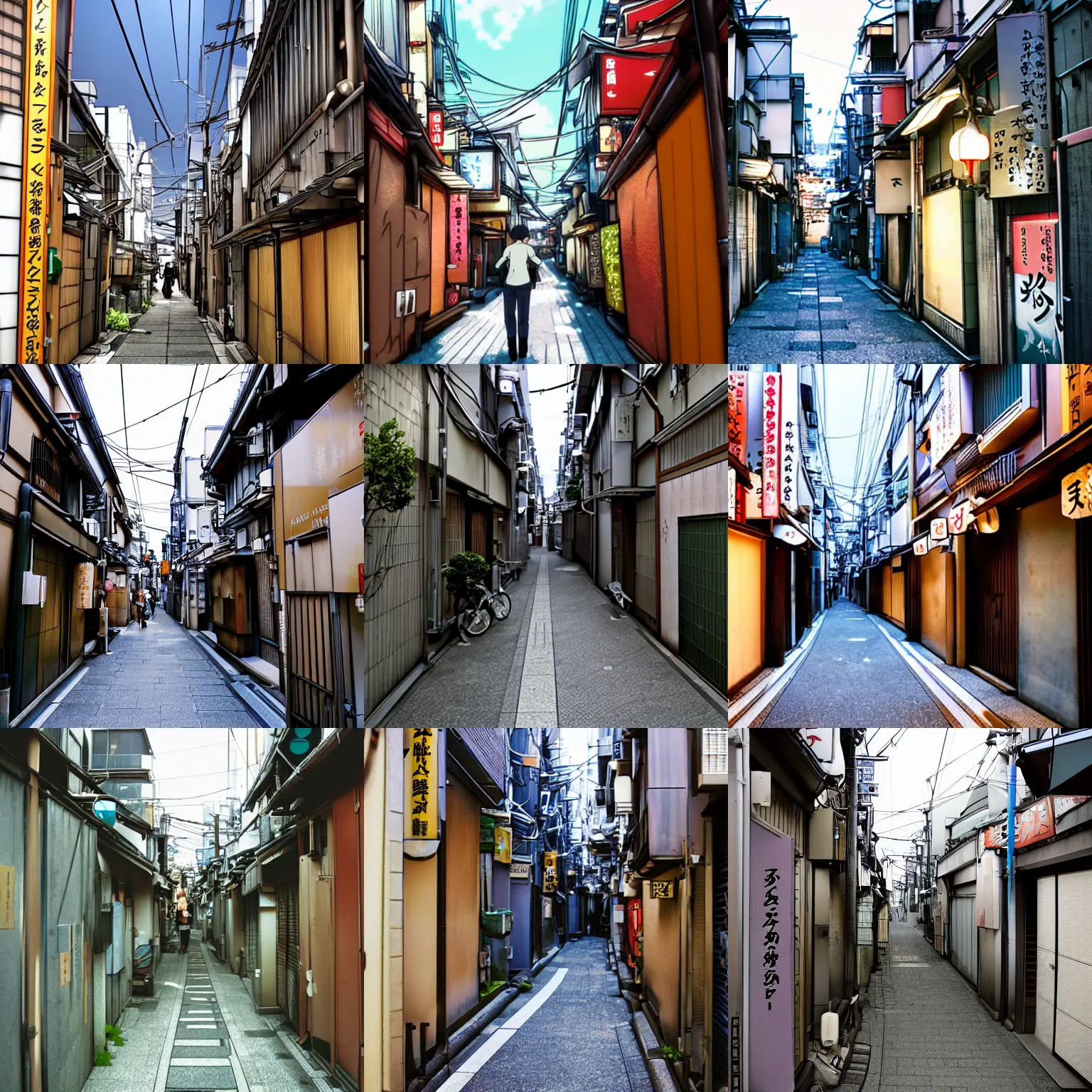 Prompt: tokyo alleyway by kyoto animation, beautiful