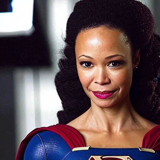 Prompt: thandiwe newton as supergirl