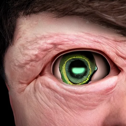 Prompt: worms coming out of a mans eyes