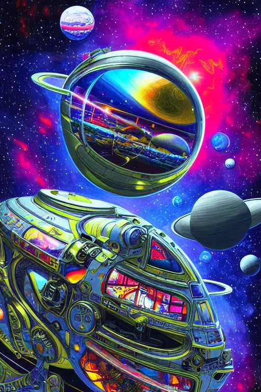 Prompt: maximalist detailed space scene lowbrow scifi artwork by kidsquidy. ray tracing hdr polished sharp