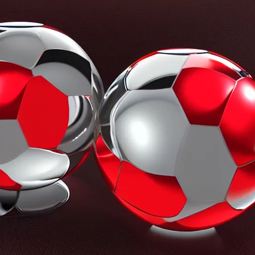 Prompt: chrome spheres on a red cube, recurflection