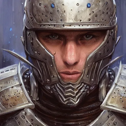 Prompt: the eldritch knight as a realistic fantasy knight, closeup portrait art by donato giancola and greg rutkowski, digital art, trending on artstation, symmetry!!