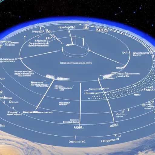 Image similar to blueprints of climate interplanetary system