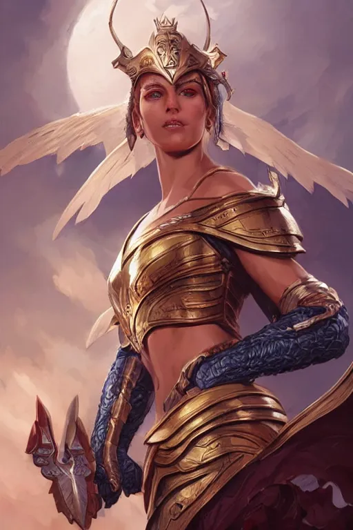 Image similar to amazon valkyrie athena, d & d, fantasy, portrait, highly detailed, headshot, digital painting, trending on artstation, concept art, sharp focus, illustration, art by artgerm and greg rutkowski and magali villeneuve