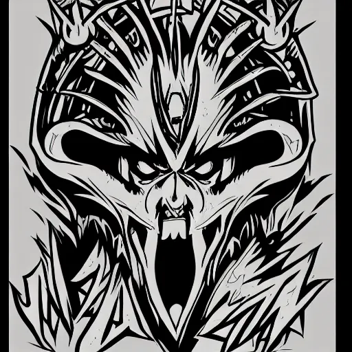 Prompt: tattoo sketch of a demon from game heroes 3 in old school style, vector,