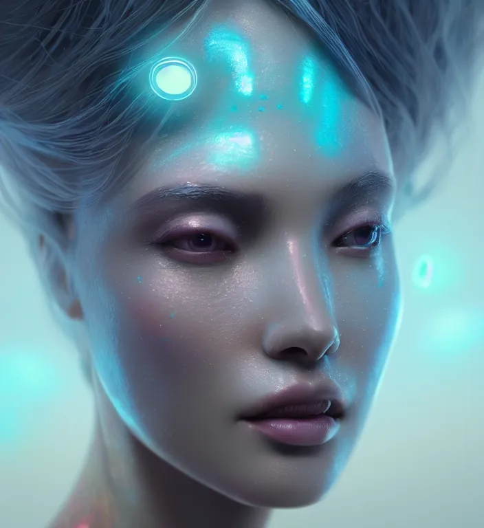 Image similar to goddess close-up portrait. bioluminiscent creatures, intricate artwork by Tooth Wu and wlop and beeple. octane render, trending on artstation, greg rutkowski very coherent symmetrical artwork. cinematic, hyper realism, high detail, octane render, 8k