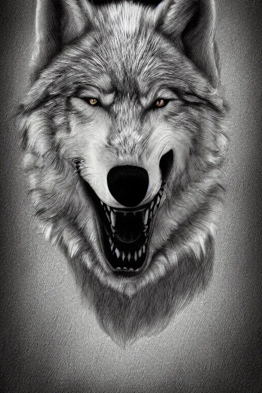 Image similar to Psychotic crisis portrait of a wolf head