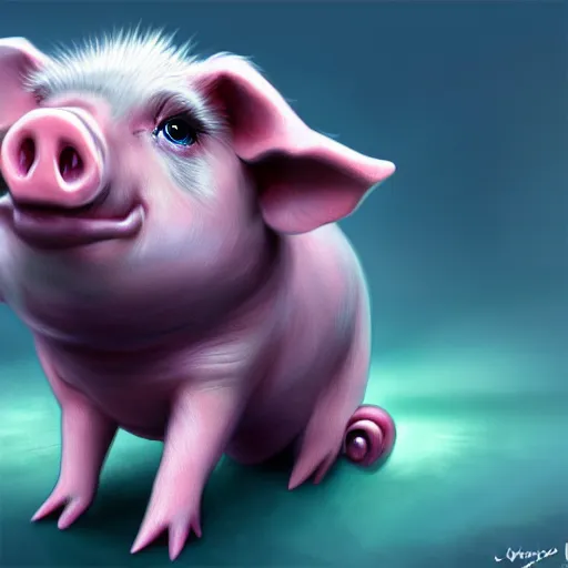 Image similar to cute pig, fantasy art, concept art, computer art, high detail, 4 k,