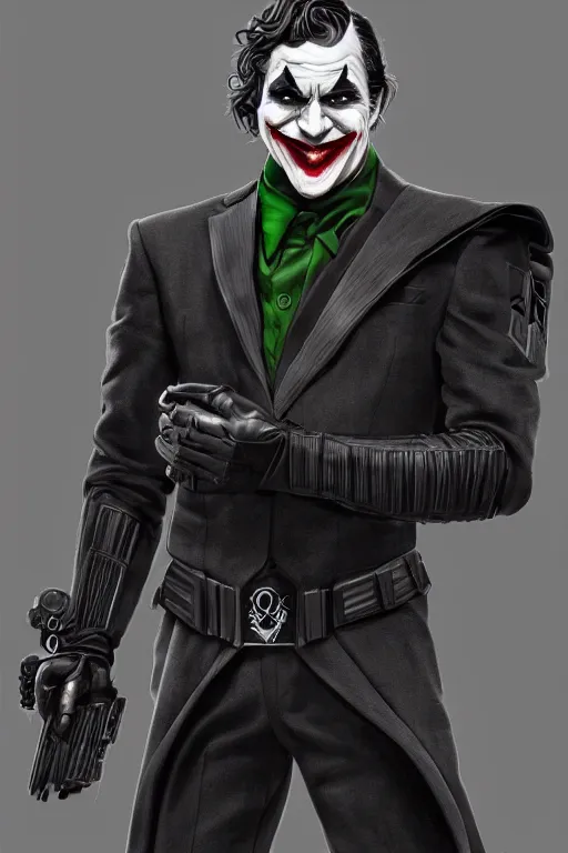 Prompt: Joker wearing vader's armor suit, full character, artstation, highly detailed, highly realistic