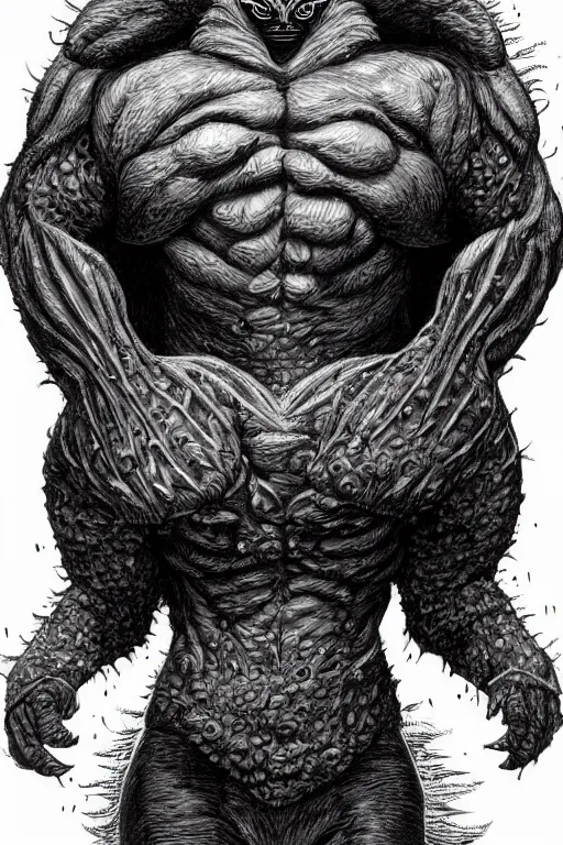 Image similar to mole human figure monster, symmetrical, highly detailed, digital art, sharp focus, trending on art station, kentaro miura manga art style