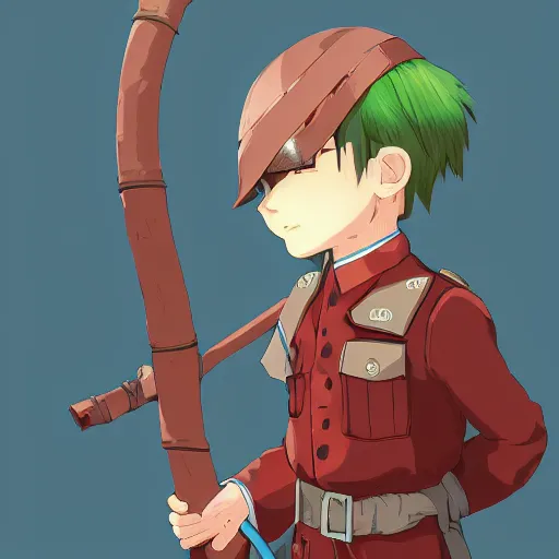 Image similar to beautiful little boy in nazi uniform posing while hold an whip. red, green, blue and gray pallet color. made in abyss art style, inspired by kris from deltarrune, cute detailed artwork, anatomically correct, soft details, ilya kuvshinov, reflection, perfect composition, profile picture, illumination, digital art, detailed anime soft face