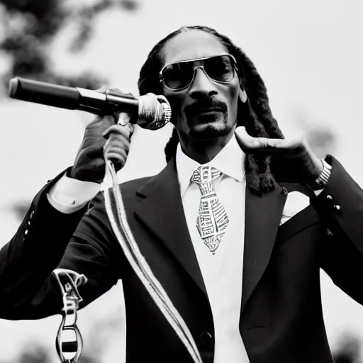 Image similar to vintage photograph of Snoop Dogg speaking at the Million Man March, Sigma 40mm, portrait, black and white