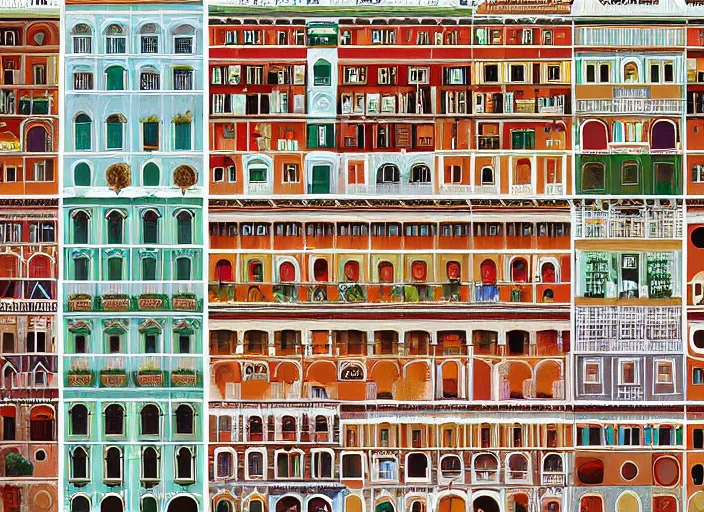 Prompt: symmetry!! italian city, a beautiful painting representative of the art style of wes anderson and spike jonze